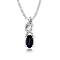 9ct white gold 033ct sapphire diamond pendant on 45cm chain