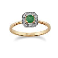 9ct Yellow Gold 0.20ct Emerald & Diamond Ring