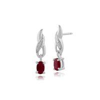 9ct white gold 064ct ruby diamond classic drop earrings