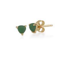 9ct Yellow Gold 0.50ct Green Jade 3 Claw Set Stud Earrings 3.5x3.5mm