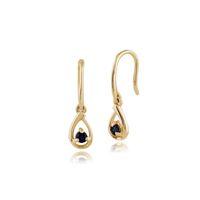 9ct Yellow Gold Single Stone 0.12ct Sapphire Drop Earrings