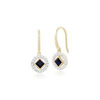 9ct Yellow Gold 0.35ct Sapphire & Diamond Drop Earrings
