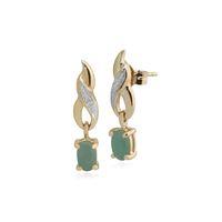 9ct yellow gold 069ct jade diamond classic drop earrings