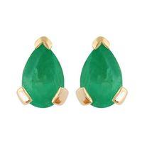 9ct yellow gold 075ct emerald single stone pear stud earrings 65x4mm