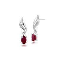 9ct White Gold 0.64ct Ruby & Diamond Drop Earrings