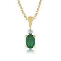 9ct yellow gold 042ct natural emerald diamond classic oval pendant on  ...