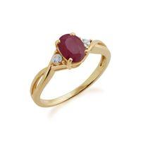 9ct Yellow Gold 1.06ct Ruby & Diamond Ring