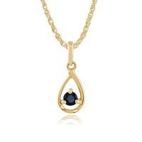 9ct yellow gold single stone 016ct sapphire pendant on 45cm chain