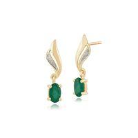 9ct Yellow Gold 0.51ct Emerald & Diamond Drop Earrings