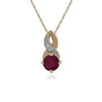 9ct Yellow Gold Ruby & Diamond Classic 45cm Necklace