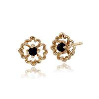 9ct Yellow Gold 0.12ct Floral Sapphire Stud Earrings