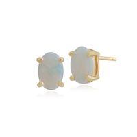 9ct yellow gold 058ct oval opal stud earrings 6x4mm