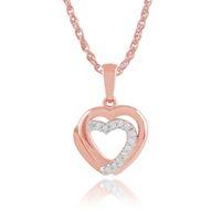 9ct Rose Gold 0.06ct Diamond Hearts Pendant on Chain