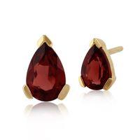 9ct Yellow Gold 0.90ct Garnet Single Stone Pear Stud Earrings 6.5x4mm