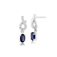 9ct White Gold 0.67ct Blue Sapphire & Diamond Drop Earrings