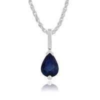 9ct White Gold 0.85ct Pear Blue Kanchanaburi Sapphire Pendant on 45cm Chain