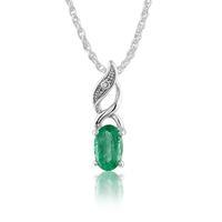 9ct white gold 025ct emerald diamond pendant on chain