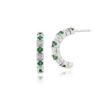 9ct white gold 022ct emerald diamond half hoop earrings