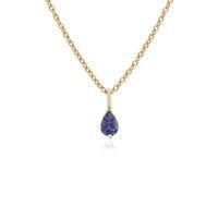 9ct Yellow Gold 0.50ct Iolite 3 Claw Set Pear Pendant on 45cm Chain