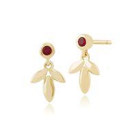 9ct yellow gold 012ct ruby drop earrings