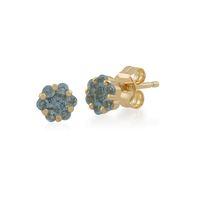 9ct Yellow Gold 0.32ct Blue Topaz Floral Stud Earrings 5mm