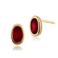 9ct Yellow Gold 0.57ct Ruby Single Stone Framed Stud Earrings