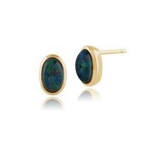 9ct Yellow Gold Oval 0.55ct Triplet Opal Framed Stud Earrings