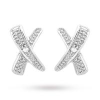 9ct White Gold Diamond Set Kiss Stud Earrings