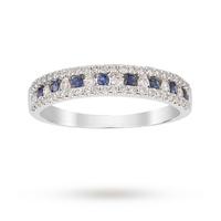 9ct White Gold Sapphire and 0.37ct Damond Dress Ring
