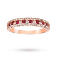 9ct Rose Gold Ruby and 0.37cttw Diamond Dress Ring