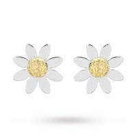 9ct Two Colour Gold Daisy Stud Earrings