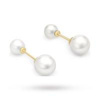 9ct White Gold Double Pearl Stud Earrings