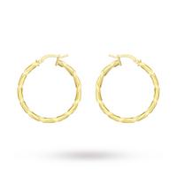 9ct Yellow Gold Twist Hoop Earrings