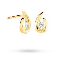 9ct Yellow Gold 0.15ct Diamond Swoop Stud Earrings