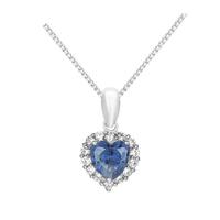 9ct White Gold Blue and White Cubic Zirconia Heat Pendant