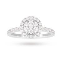 9ct White Gold 0.50 Carat Total Weight Halo Engagement Ring