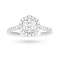 9ct White Gold 0.50 Carat Total Weight Halo Engagement Ring - Ring Size M