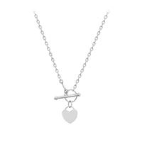 9ct White Gold Heart T-Bar Necklace