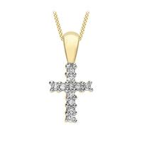 9ct yellow gold diamond cross pendant
