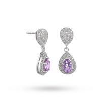 9ct Gold Amethyst and Diamond Drop Earrings