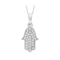 9ct White Gold Diamond Hamsa Pendant