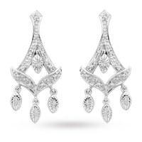 9ct White Gold Diamond Set Chandelier Drop Earrings