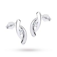 9ct White Gold Cubic Zirconia Crossover Earrings