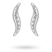 9ct White Gold Wave Stud Earrings