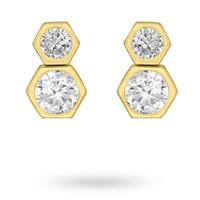 9ct Yellow Gold Double Hexagon Stud Earrings