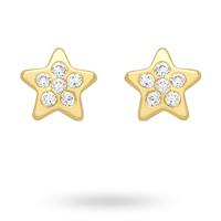 9ct Yellow Gold Star Cubic Zirconia Stud Earrings