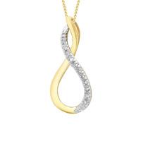 9ct Yellow Gold 0.03cttw Diamond Set Infinity Pendant