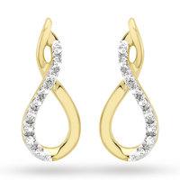 9ct Yellow Gold 0.06cttw Diamond Set Infinity Stud Earrings