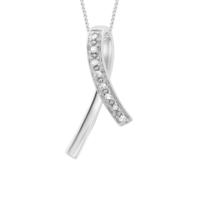 9ct White Gold 0.04ct Diamond Set Kiss Pendant