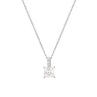 9ct White Gold Princess Cut Cubic Zirconia Pendant